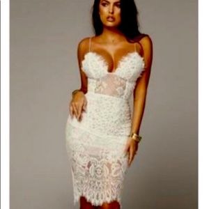 NWT JLUXLABEL White Leighton Tiered Lace Dress S